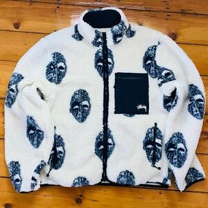 Stussy Black and White Tribal Sherpa Jacket